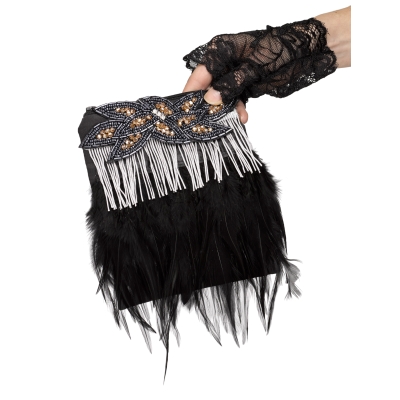 Flapper Purse Fringe Feather G