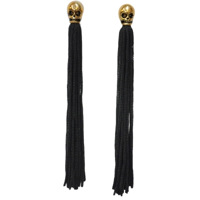 Metal Skull Tassel Earrings
