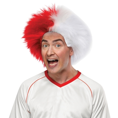 Sports Fun Wig Red White
