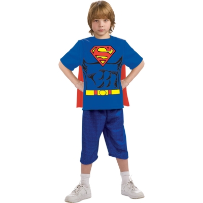 Superman Child Shirt Cape Lg