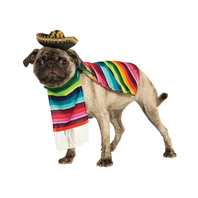 Pet Mexican Poncho/Sombrero Md