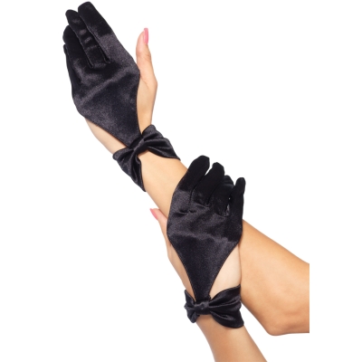 Gloves Satin Cut Out Blk