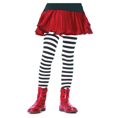 Tights Chld Striped Bk/Wt 7-10