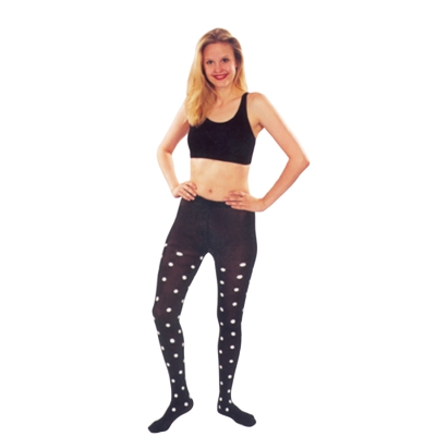 Tights Opaque Lrg Blk Wht Dot