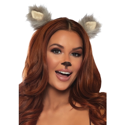 Furry Ear Clips Grey