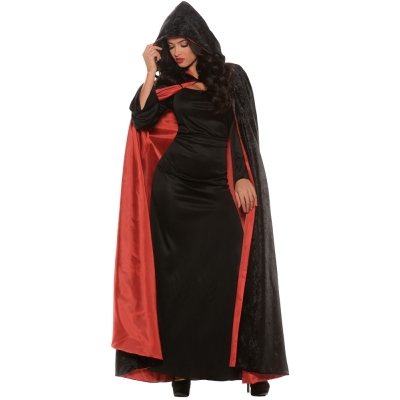 Hooded Velvet Cape W Lining Ad