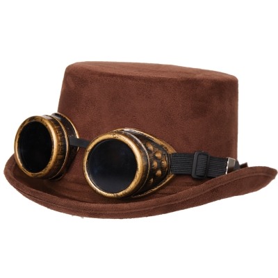 Faux Suede Hat With Goggles - Adult