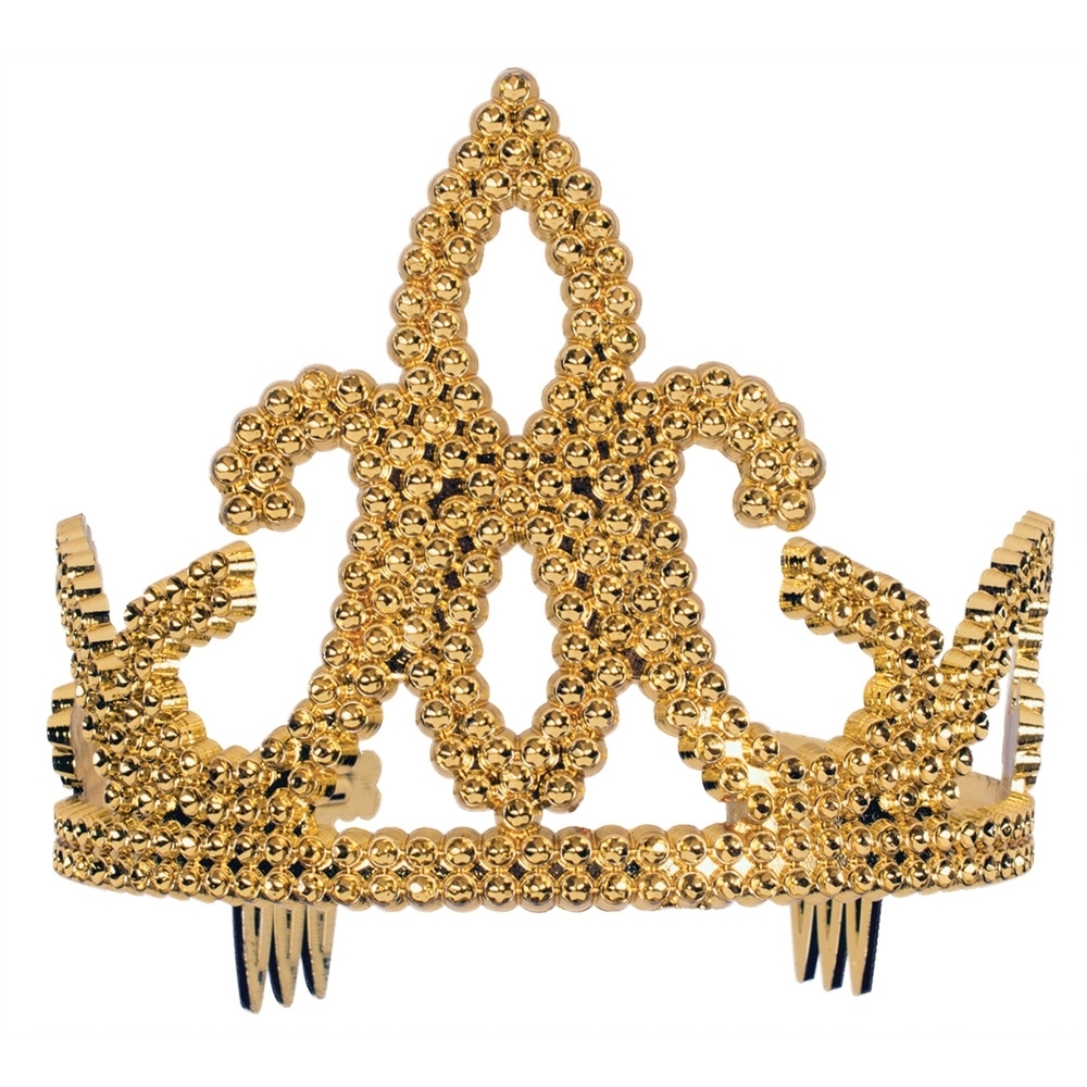 Tiara-Plastic W/ Combs Gold Ch
