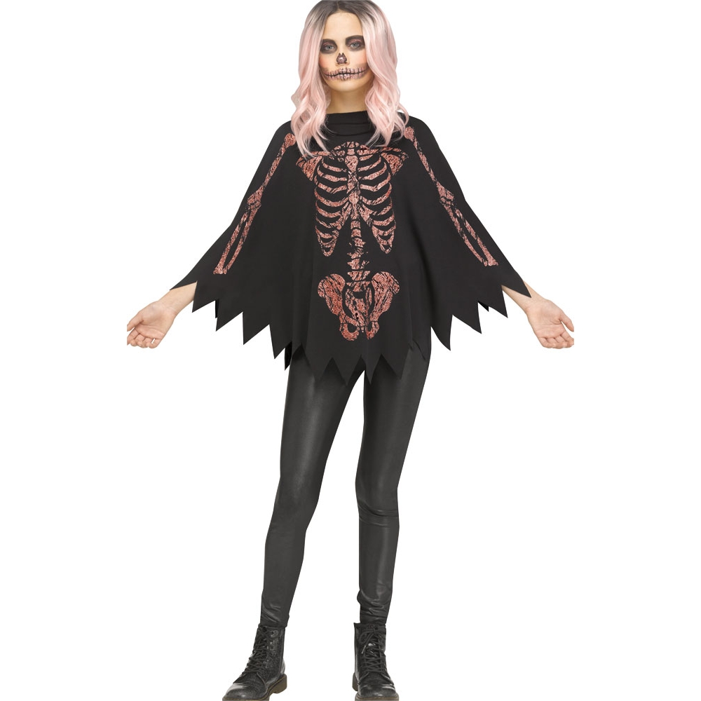 Poncho Shimmer Skeleton Child