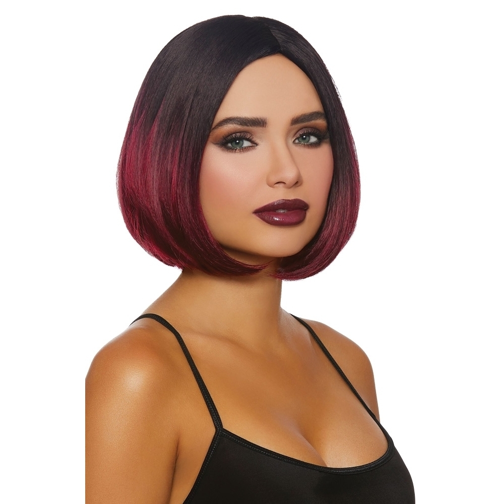 Mid-Length Black/Burgundy Ombr