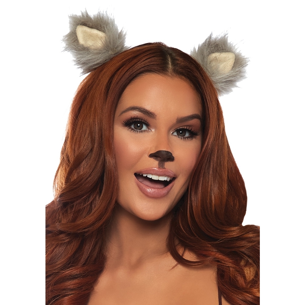 Furry Ear Clips Grey