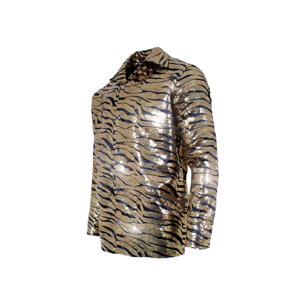Tiger Shirt Gold Sequin Ad Xxl