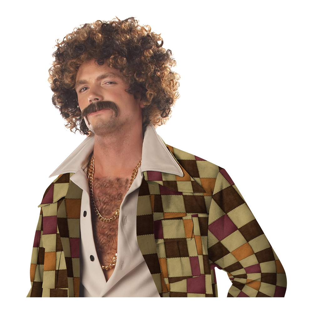 Disco Dirt Bag Wig & Mustache
