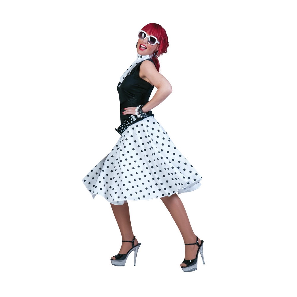 Sock Hop Skirt Scarf White Bla