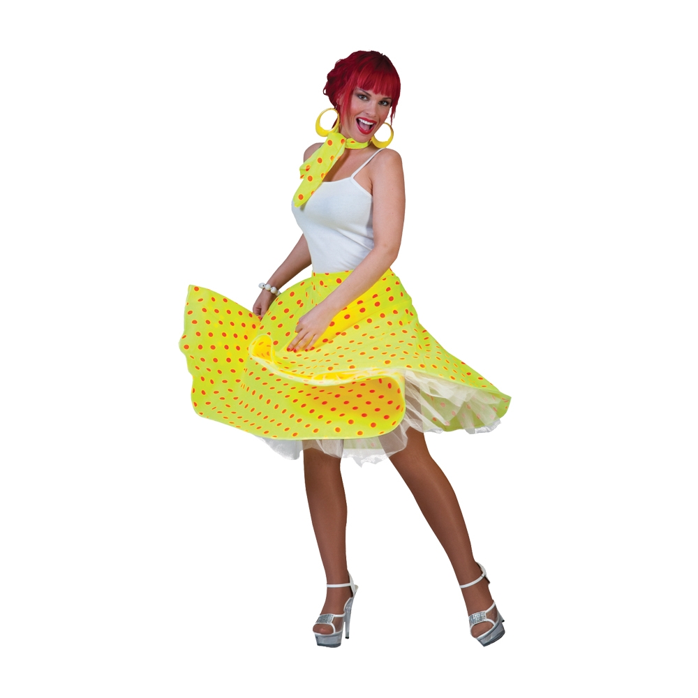 Sock Hop Skirt Adult Yellow Or