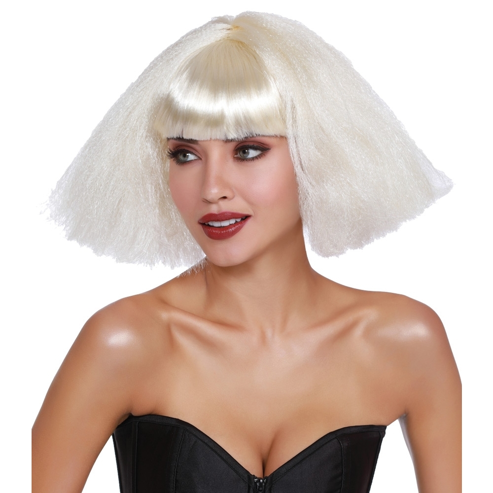 Wig Crimped Wedge Bob Platinum