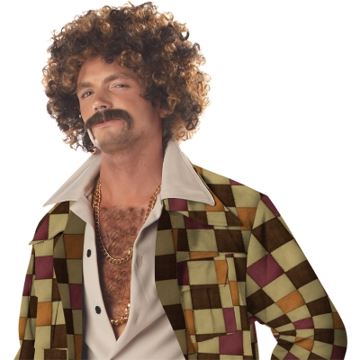 Disco Dirt Bag Wig & Mustache