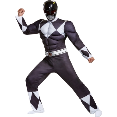 Men's Black Ranger Classic Muscle Costume - Mighty Morphin