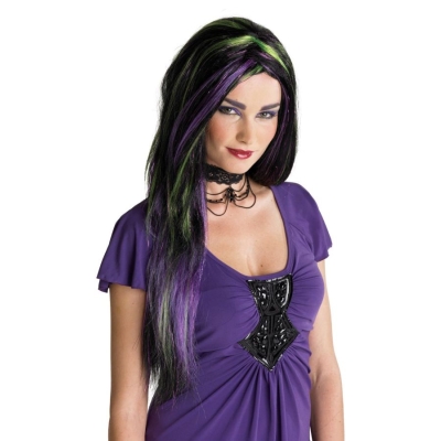Rebel Witch Wig Blk/Pur/Green