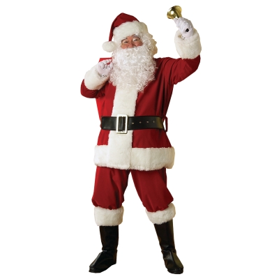 Men's Regal Plush Santa Suit With Beard & Wig
