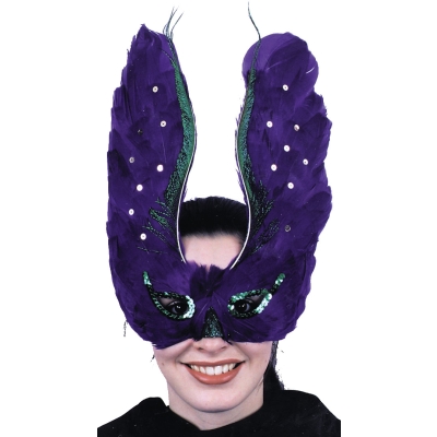 Mask Feather Purpl With Sequin