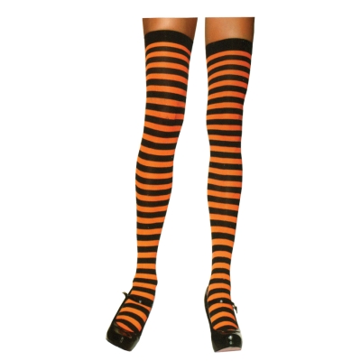 Stockings Thi Hi Striped Bk/Or
