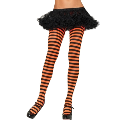 Tights Striped Bk/Orange