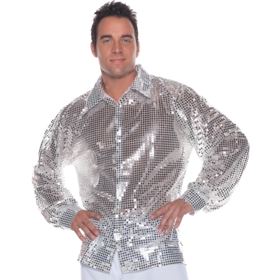 Silver Sequin Shirt Adult Xl