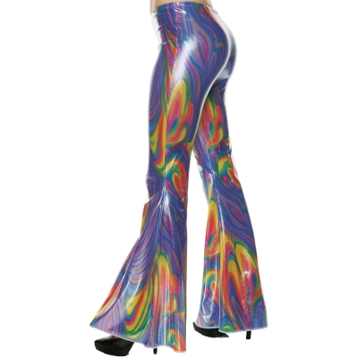 Women's 70's Swirl Bell Bottom Pants Adult L/XL