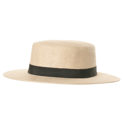 Straw Hat With Black Band - Adult