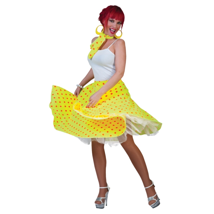 Sock Hop Skirt Adult Yellow Or