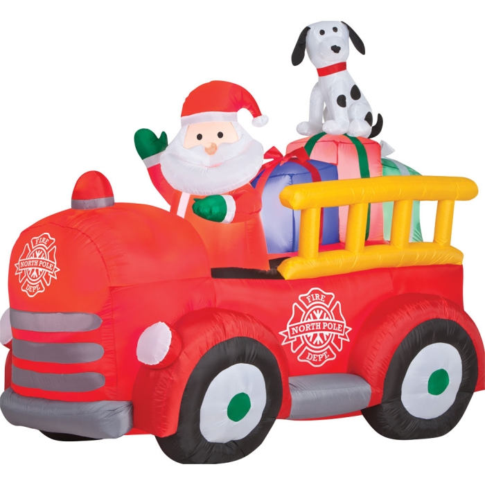 Airblown Santa Driving Fire Tr