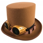 Steampunk Hat W/Goggles Brown