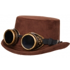 Faux Suede Hat With Goggles - Adult